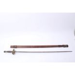 Late 18 th century French officers’ sword with gilt brass shell guard and engraved double-edged