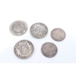 G.B. mixed silver coinage – to include Half Crowns George III 1817. VG – AF, George IV 1823. F,