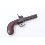 19th Century Belgian Man stopper percussion box lock over coat pistol with Octagonal barrel and