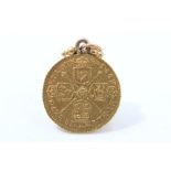 G.B. gold Quarter Guinea George I 1718 (N.B. mounted at the 12 o’clock position), otherwise GF – AVF