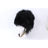 20th Century Bear Skin Hat with canework interior and brass chin chains, possibly Coldstream Guards