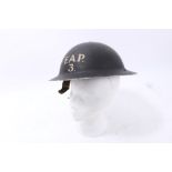 Second World War British Military MKII Steel Helmet with black painted finish and white lettering-