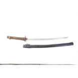Second World War Japanese Naval officers’ katana with regulation mounts, curved blade, unsigned in