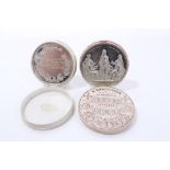 Denmark - 19th century white metal commemorative medallions dated 1885 and 1880 in jeweller's