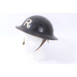 Second World War British Military MKII Steel Helmet with painted finish and letter- R (Rescue