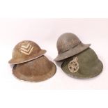 Two Second World War British Military MKII Steel Helmets together with a 1941 A.R.P Helmet a British