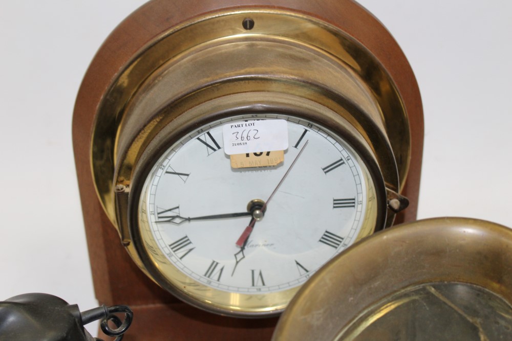 Pair of antique carriage lamps together with marine style wall clock, vintage Bakelite telephone and - Image 3 of 3
