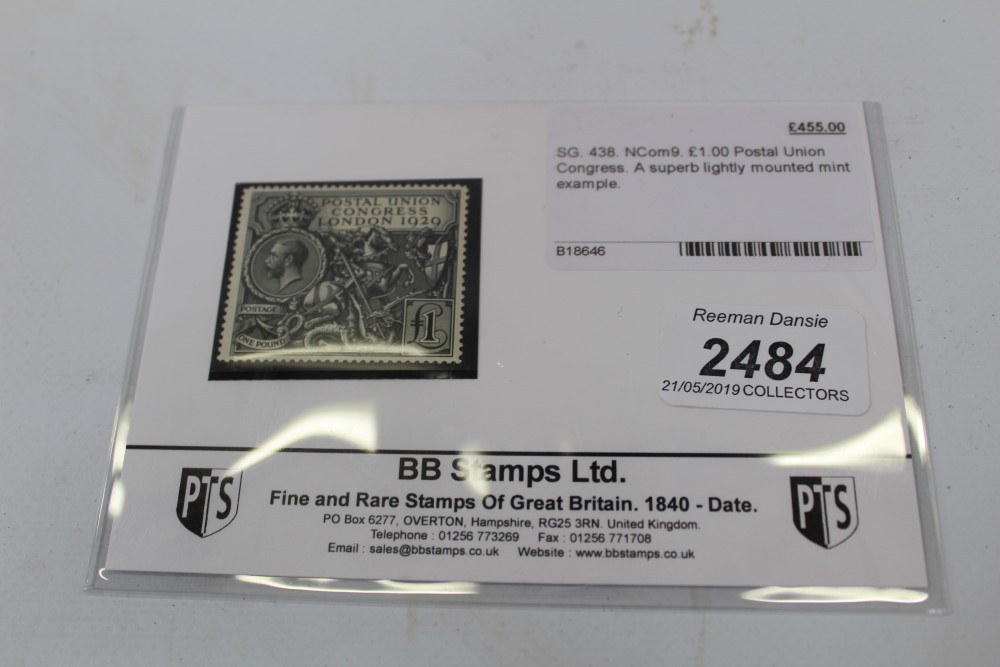 Stamps - G.B. 1929 PUC £1.00 m/m copy SG438