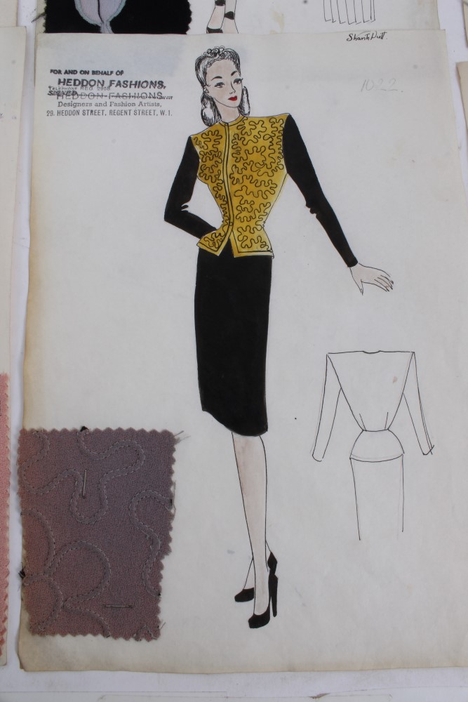 Shanti Dutt for Heddon Fashions, a collection of eight mid 20th century ink and watercolour - Image 7 of 9