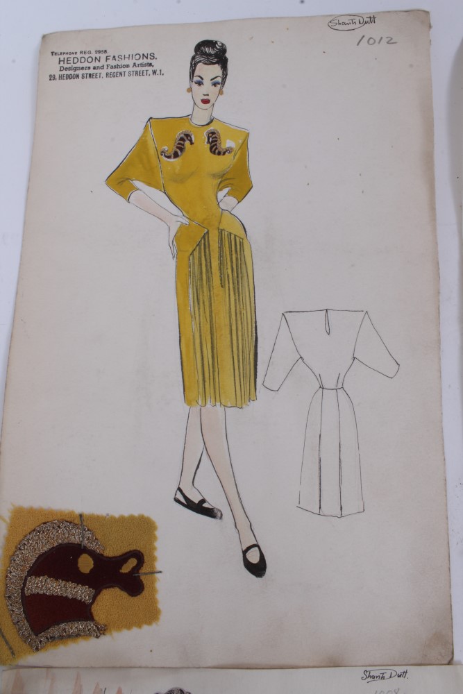 Shanti Dutt for Heddon Fashions, a collection of eight mid 20th century ink and watercolour - Image 2 of 9