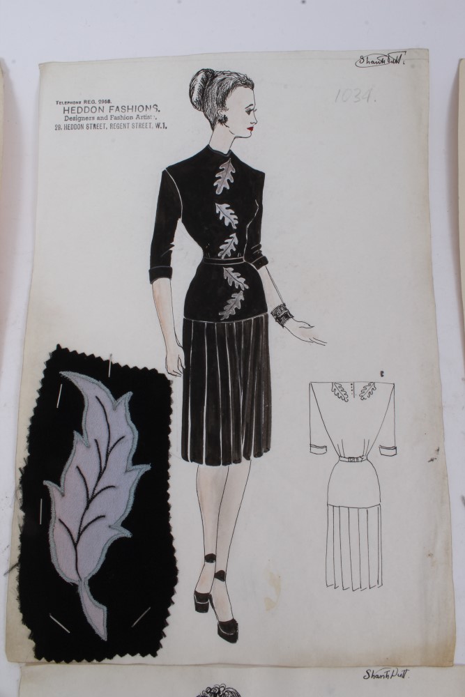 Shanti Dutt for Heddon Fashions, a collection of eight mid 20th century ink and watercolour - Image 3 of 9