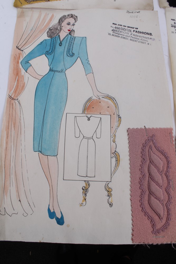 Shanti Dutt for Heddon Fashions, a collection of eight mid 20th century ink and watercolour - Image 6 of 9