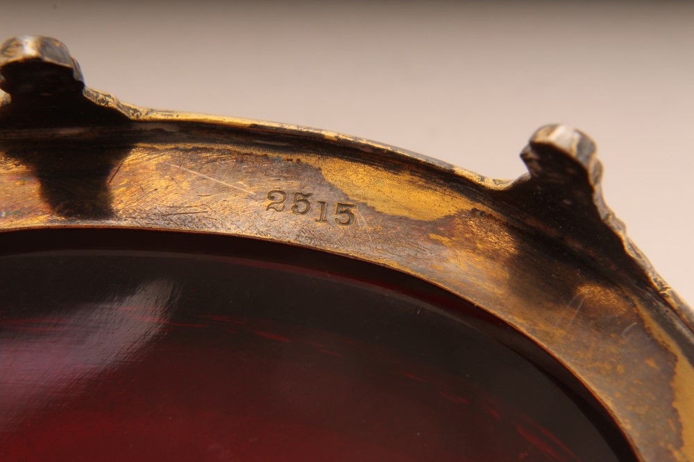 Pair 19th century gilt white metal salts of oval form, with classical pierced figures of Pan, urn - Image 4 of 7