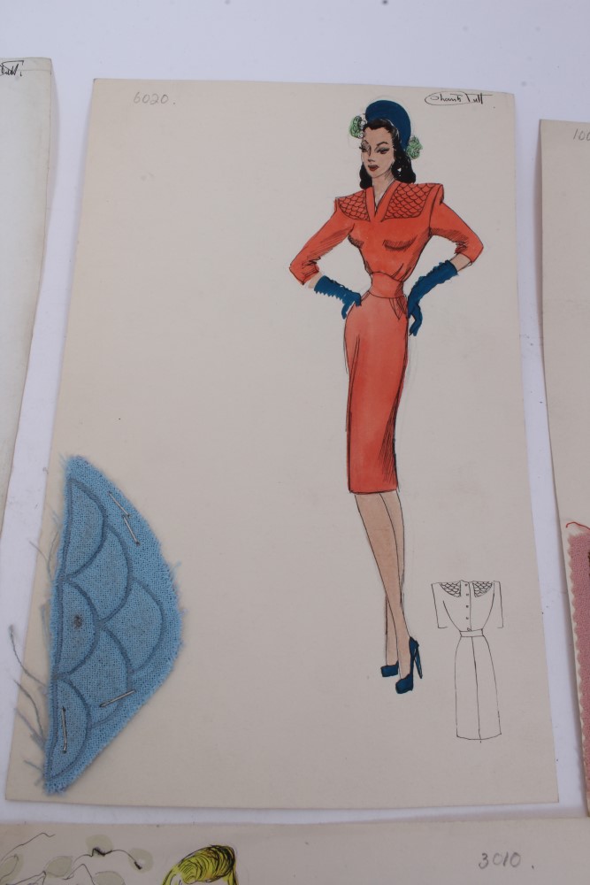 Shanti Dutt for Heddon Fashions, a collection of eight mid 20th century ink and watercolour - Image 4 of 9