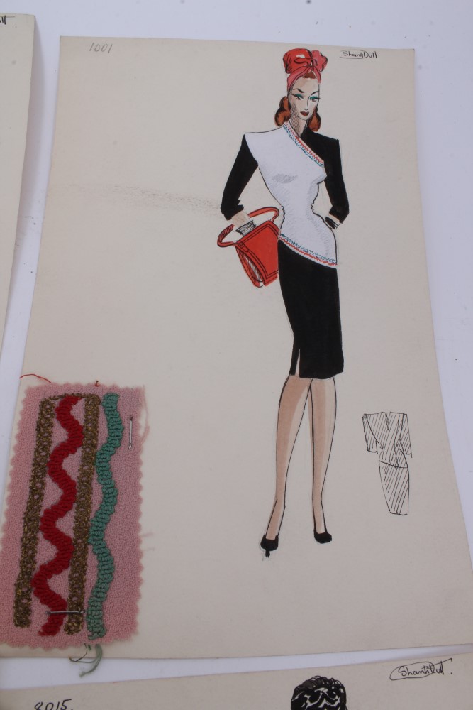 Shanti Dutt for Heddon Fashions, a collection of eight mid 20th century ink and watercolour - Image 5 of 9