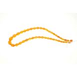 Old natural amber necklace, 19.4g