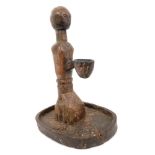 Unusual African tribal carved wooden lamp