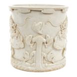 Chinese Qing blanc-de-chine brush pot