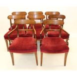 Set of eight late Regency mahogany bar back dining chairs, to include pair of carvers