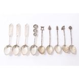 Three late 19th / early 20th century Chinese silver spoons, pierced stems - Saigon, Canton,