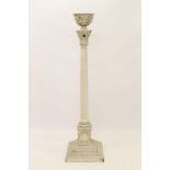 White painted metal column stand lantern holder