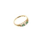 Victorian-style 18ct gold diamond and emerald five stone ring