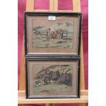 Set of six early 19th century hand coloured prints after Henry Alken - amusing Hunting scenes,