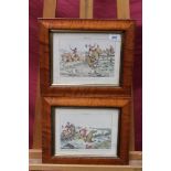 Set of six hand coloured engravings - hunting scenes, published by S & J Fuller...