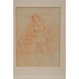 Attributed to Carlo Maratta (1625-1713) red chalk on paper - Study of a seated female, framed