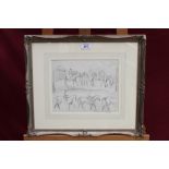 Manner of Sir Alfred Munnings (1878-1959) pencil sketches of horses at Newmarket...