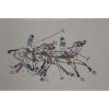 Joanne C. Taylor, 20th century pen, ink and watercolour - The Polo Match, signed...