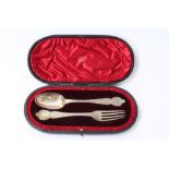 Victorian silver spoon and fork set, cased, 1897 Jubilee year