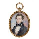 English School, early 19th century portrait miniature on ivory of a gentleman