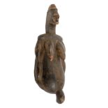 Antique African fetish ceremonial vessel, carved in the form of an hermaphrodite