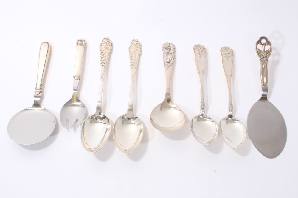 Selection of Scandinavian silver serving spoons