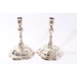 Pair 17th century rococo-style silver candlesticks