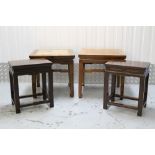 Two Chinese elm lamp tables together with a pair of Chinese rosewood occasional tables