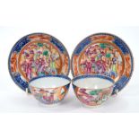 Pair of 18th century Chinese export tea bowls and saucers