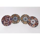 Pair late 19th century Japanese Imari fluted plates with floral decoration and two others (4)