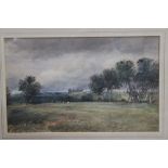 Attributed to David Cox (1809-1885) watercolour - extensive landscape with Rhyddlan Castle