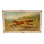 James Barenger (1780-c.1831) oil on canvas laid on panel - A Running Fox, signed, 11cm x 18cm,