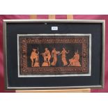 Antique coloured engraving - a Romanesque Frieze, in glazed frame, 28cm x 48cm