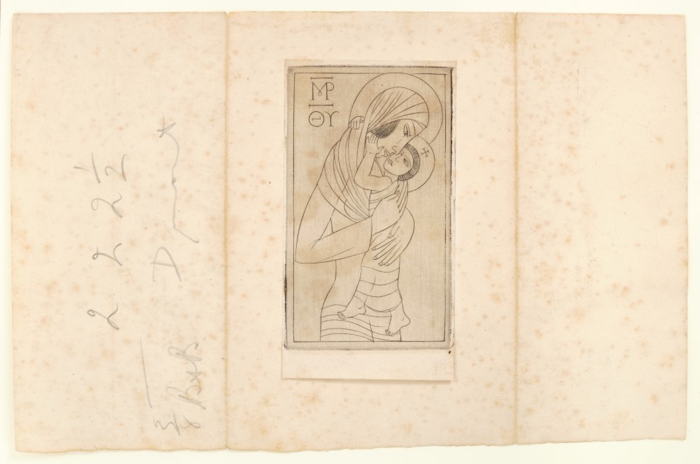 Eric Gill (1882-1940) wood engraving, (intaglio) Madonna and Child, 1924 (P298) 8.5 x 5cm, mounted