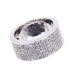 Diamond ring with a wide band of brilliant cut diamonds, weight approximately 0.94cts in total