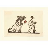 Eric Gill (1882-1940) wood engraving, Adam and Eve, 1917 (P87) from ‘God and the Dragon and Nisi