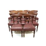 Long set of twelve early Victorian mahogany dining chairs