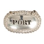 Early Victorian silver decanter label, 'PORT' (circa 1840), Charles Reily & George Storer