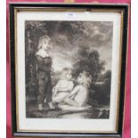 John Hoppner late 18th century mezzotint by James Ward - The Hoppner Children Bathing, 1799, proof