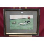 Thackeray Edwards hare coursing lithograph- “Every Dog has his day” mounted in glazed oak frame...