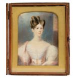English School, circa 1840, miniature portrait on ivory of a lady, possibly an actress